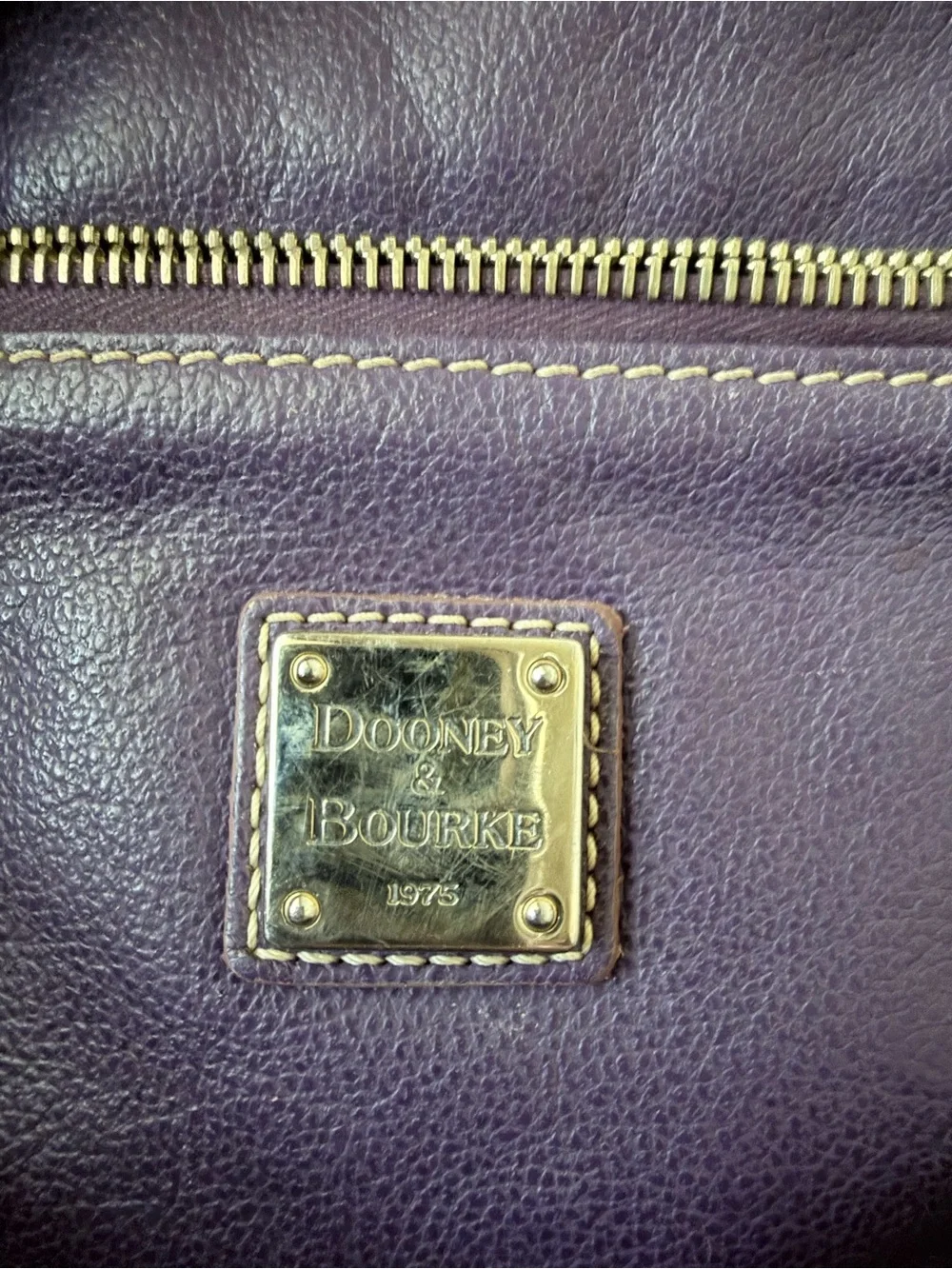 Dooney & Bourke Plum Leather Crossbody Bag with Brass Plaque